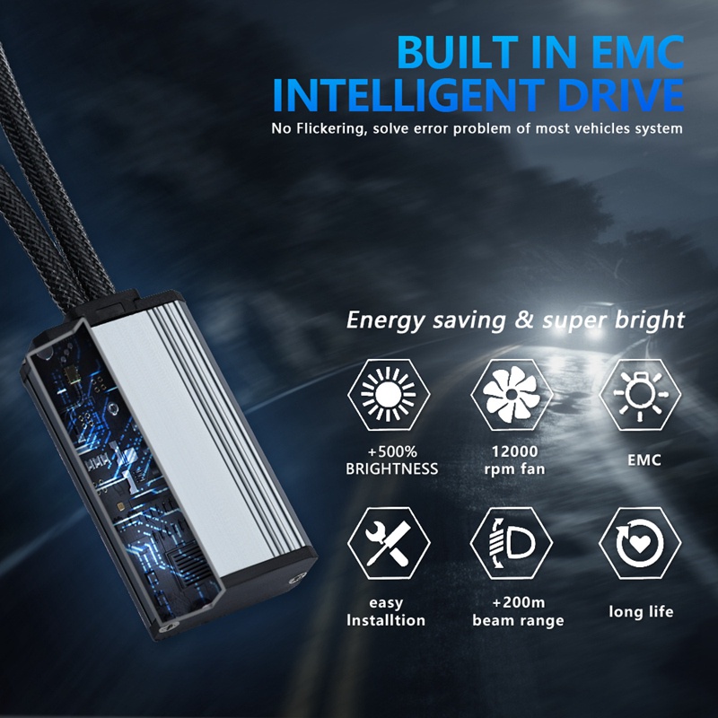 Bóng Đèn Pha Xe Hơi Ánh Sáng Trắng 300W 30000LM 9005 9006 H7 H11 6000K P9