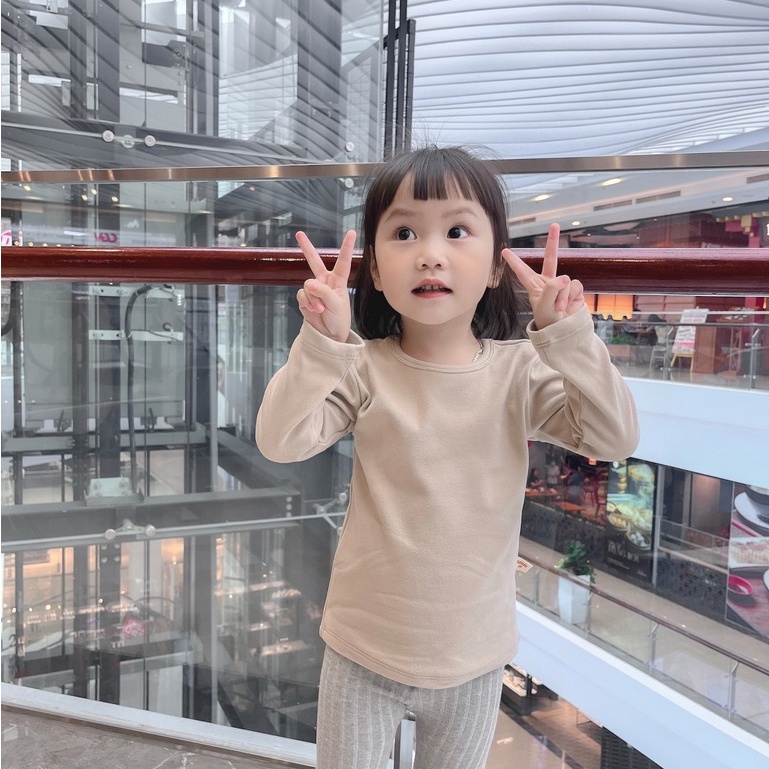 Áo dài tay cổ tròn cotton thun cào bông co giãn 4 chiều siêu mịn cho bé made by Jamie Studio