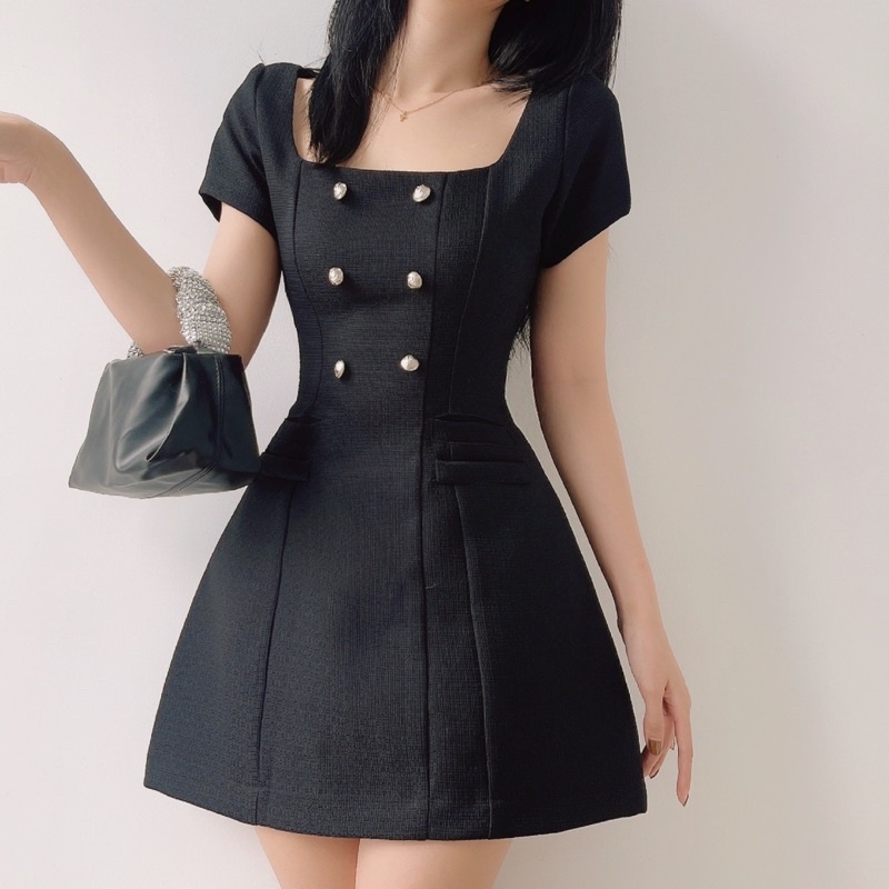 Đầm Dạ Cổ Vuông Thiết Kế Dự Tiệc Sang Trọng