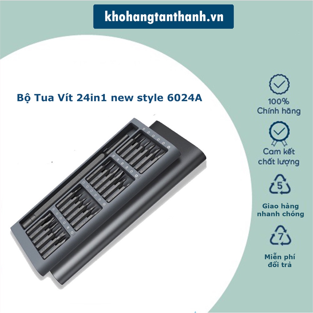 Bộ Tua Vít 24in1 new style 6024A. 24 đầu tua vít có nam châm chất liệu hợp kim nhôm được xử lý anodize chống rỉ