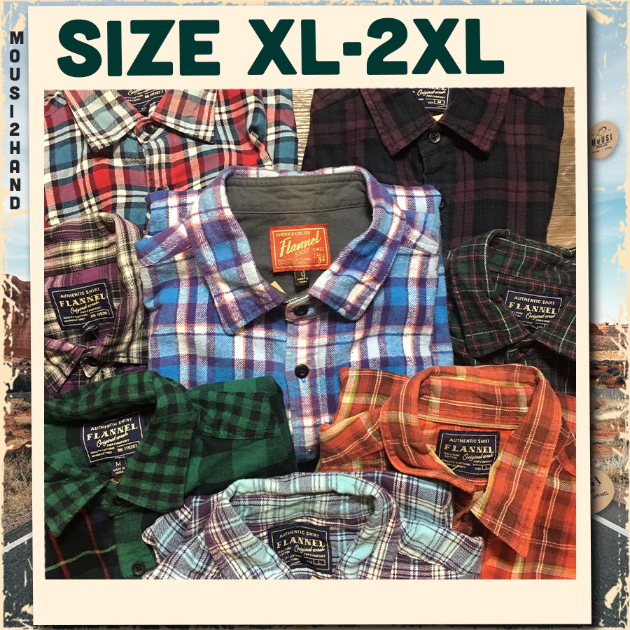 Áo sơ mi caro - flannel secondhand - SIZE XL, 2XL -[𝐅𝐑𝐄𝐄 𝐒𝐇𝐈𝐏] - vintage, cổ điển - Mousi 2hand