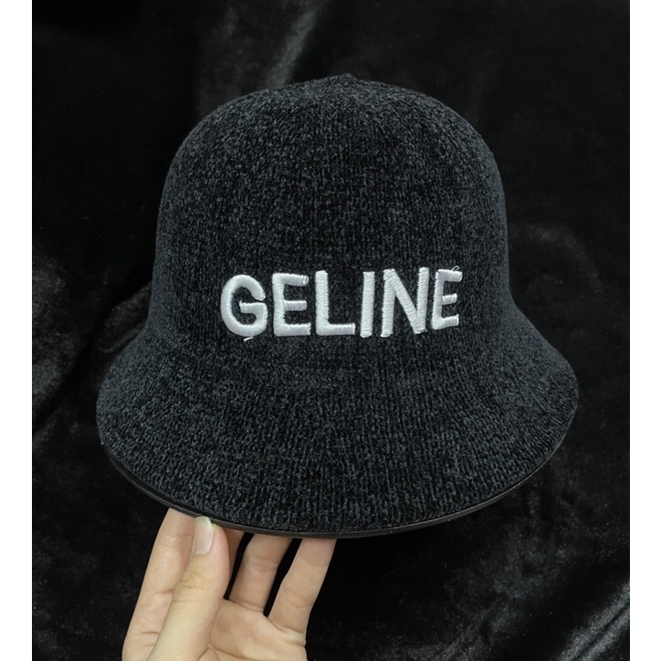 Mũ tai bèo QC  nhung thêu chữ GELINE - Mũ vành nữ