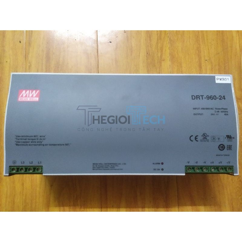 Nguồn DC công nghiệp 960W 24V 40A Meanwell DRT-960-24 . Phoenix contact 24V-20A input 3 pha 400-500V