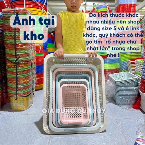 Rổ nhựa hình chữ nhật cao cấp Châu Hưng, màu pastel Hàn Quốc, nhựa nguyên sinh kháng khuẩn Ag+ của gia dụng Du Thủy | BigBuy360 - bigbuy360.vn