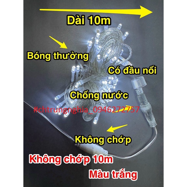 ĐÈN FAIRY LIGHT LED KHÔNG CHỚP 10 MÉT - CHỐNG NƯỚC - CÓ ĐẦU NỐI DÂY