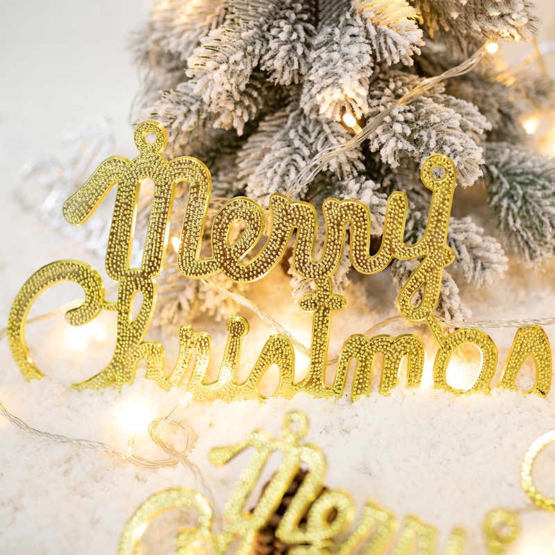 Phụ Kiện Treo Trang Trí Cây Thông Giáng Sinh Bằng Nhựa In Chữ Merry Christmas