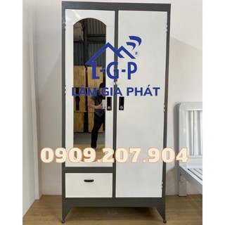 Tủ sắt sơn dầu 2 cánh cực xinh mẫu mới trắng đen