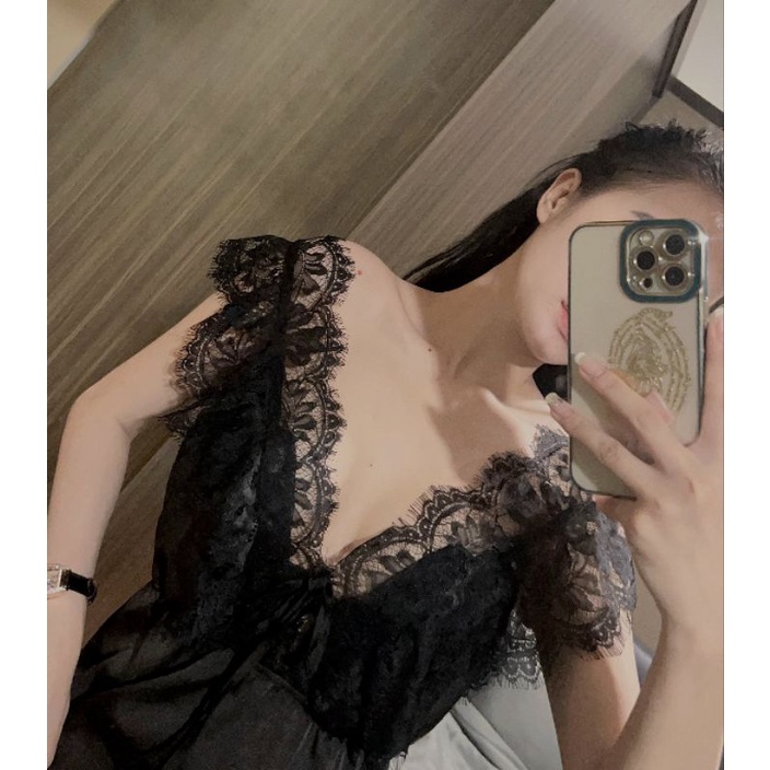 Đầm ngủ 2 dây gợi cảm quyến rũ sexy có mút ngực chất Lụa Latin cao cấp | BigBuy360 - bigbuy360.vn