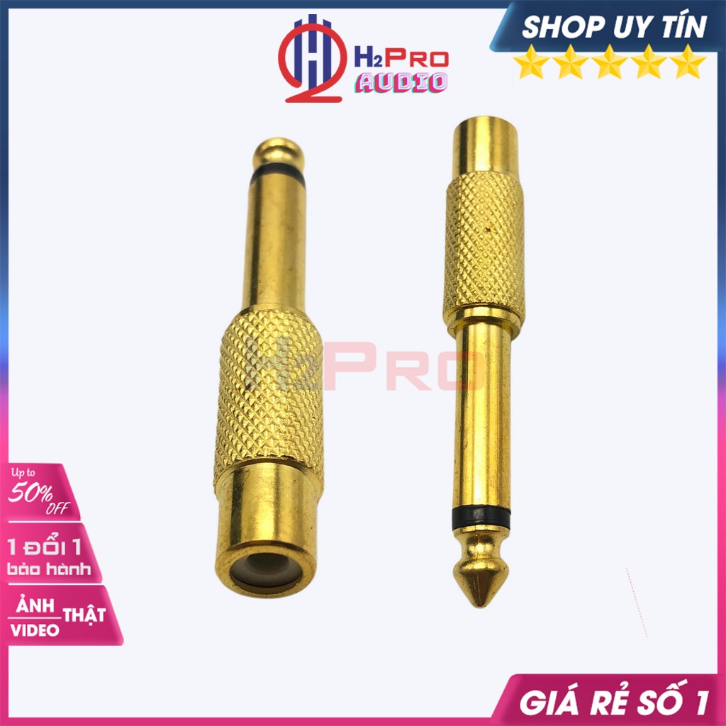 1 Jack Chuyển 6 Ly Ra Av Hoa Sen Vàng Gold Mạ Đồng, Chống Nhiễu, Cắm Chắc Chắn, Jack 6 Ly Ra Hoa Sen Cao Cấp-H2Pro Audio