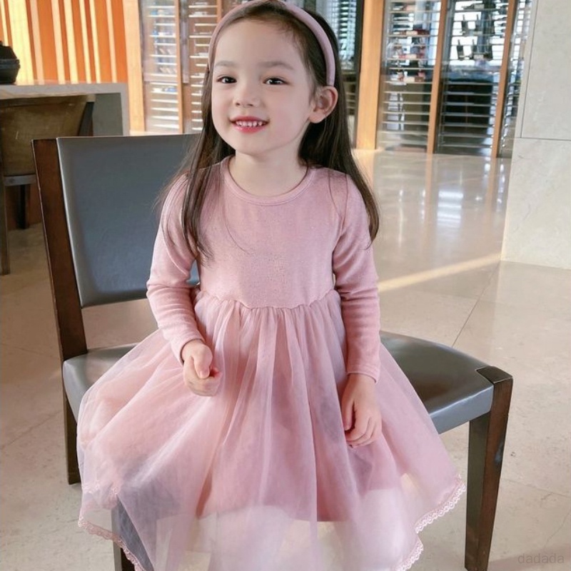 Đầm Tay Dài Phối Lưới Lấp Lánh Thời Trang Xuân Thu