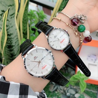 Đồng hồ cặp đôi nam nữ orient 01 kính sapphire dây da , size 30/40mm