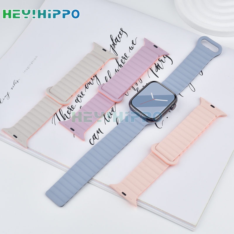 Dây Đeo Đồng Hồ Bằng Silicone Khóa Nam Châm 49mm Cho iwatch ultra 8 7 6 se 5 4 3 45mm 41mm 44mm 40mm 42mm 38mm