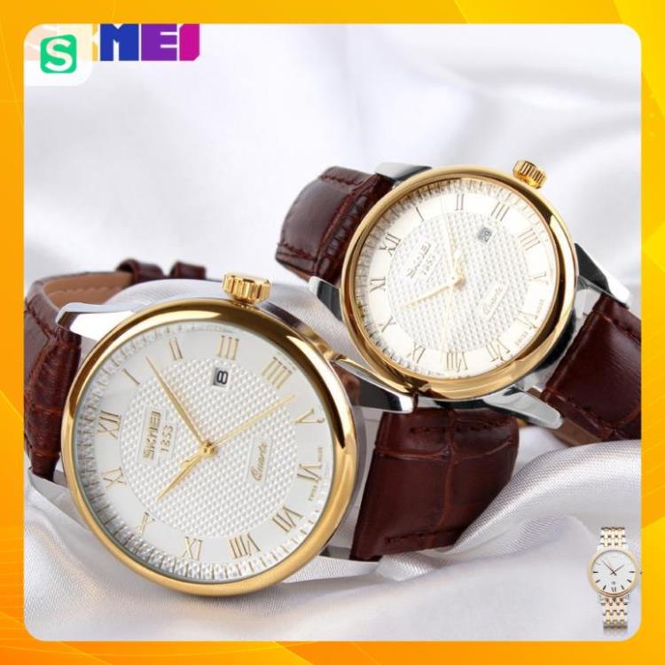 Đồng hồ đôi SKMEI chính hãng 9058 dây da chống nước cao cấp
