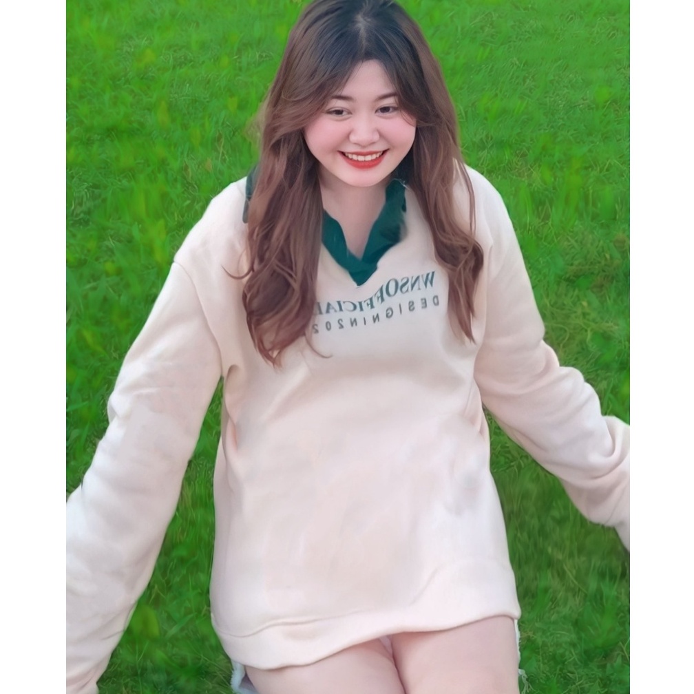 Áo thu đông dài tay cổ polo Chất Nỉ in chữ trước ngực Vati, Áo sweater polo tay bồng nhiêu màu