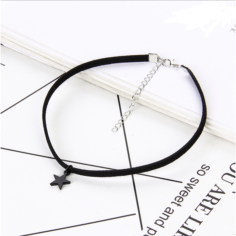 Vòng cổ dây chuyền choker nữ vải nỉ mặt ngôi sao đen phong cách hàn quốc cá tính mẫu mới