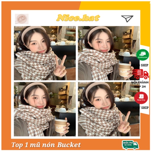 Khăn choàng quàng cổ nữ nam kẻ caro chất dạ len thời trang phong cách Hàn Quốc - KQ01