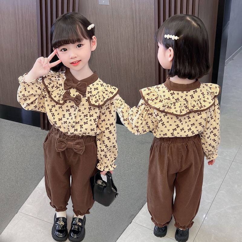 set đồ bé gái Bộ dài tay nơ cánh tiên cho bé gái vải nhung tăm cao cấp, bộ thu đông cho bé từ 9-27kg - SUMO KIDS