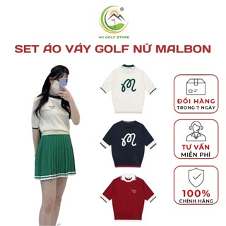 Set áo váy golf MALBON  Áo len croptop Váy xoè xếp ly thời trang cao cấp - HC GOLF