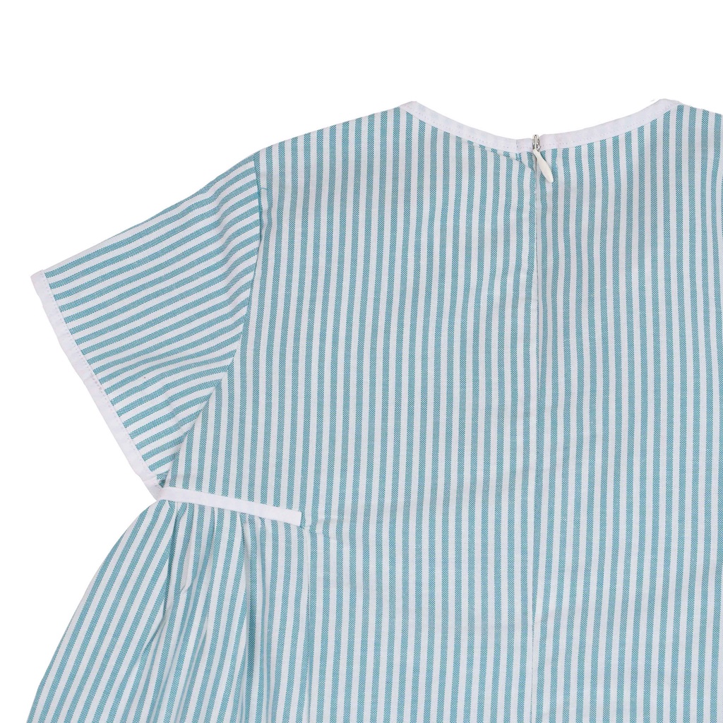 Đầm Bé Gái KIKA Kẻ Xanh Phối Viền Trắng .Mã K118