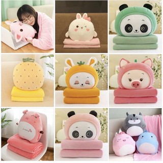 Gối chăn văn phòng 3 trong 1 kèm mền, ủ tay