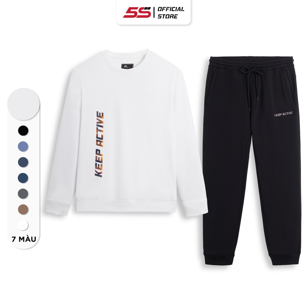Bộ Nỉ Nam 5S, Chất Cotton USA Dày Dặn,Thiết Kế In Chữ Phối Đa Màu Cao Cấp (BNI22032)