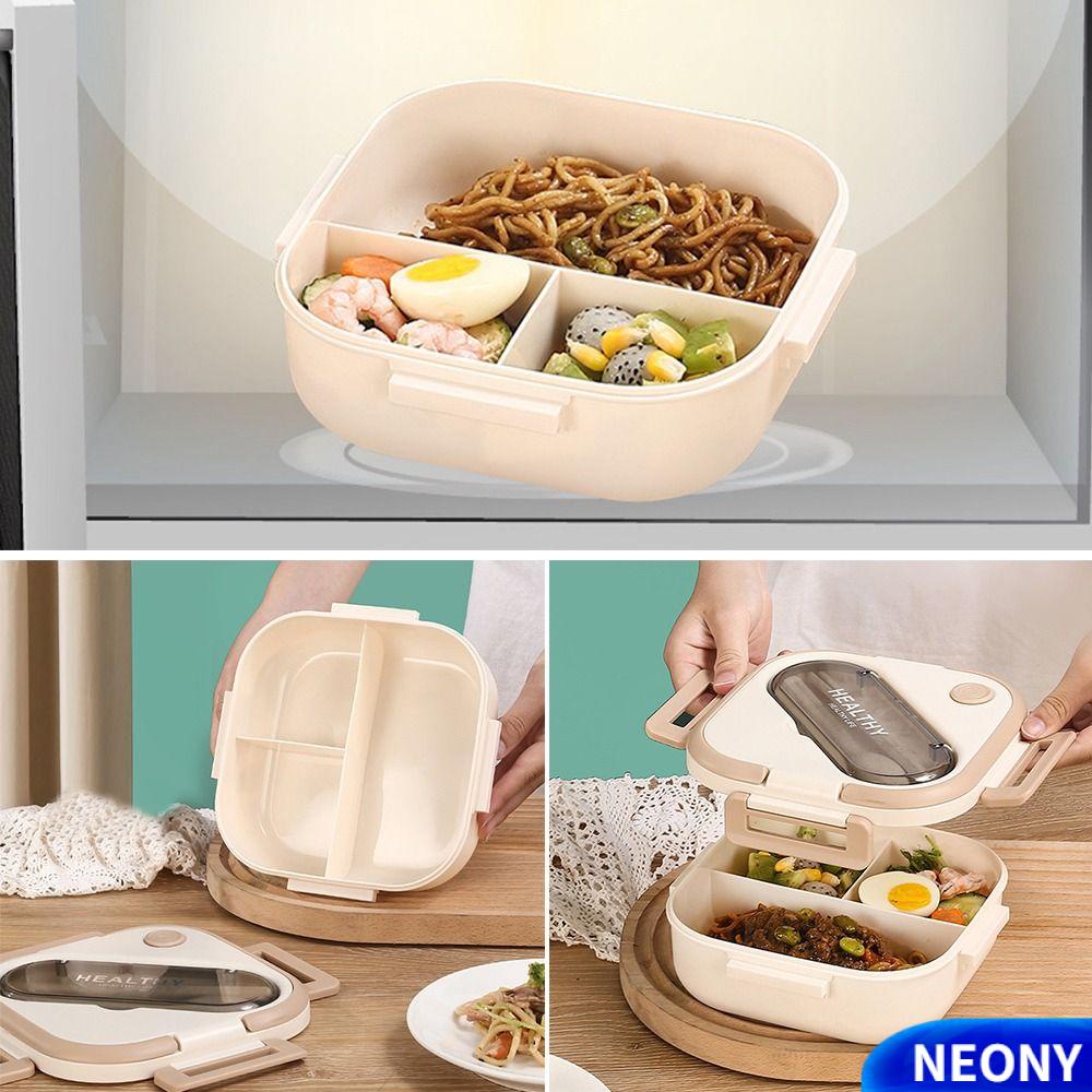 Hộp Đựng Cơm Trưa Có Thể Tái Sử Dụng Kèm Muỗng Tiện Dụng Cho Học Sinh / Nhân Viên Văn Phòng