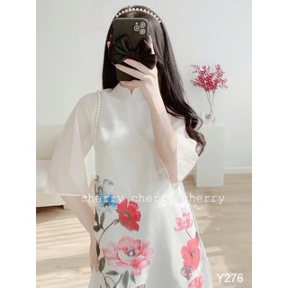 Áo dài cách tân nữ vải tơ organza y276