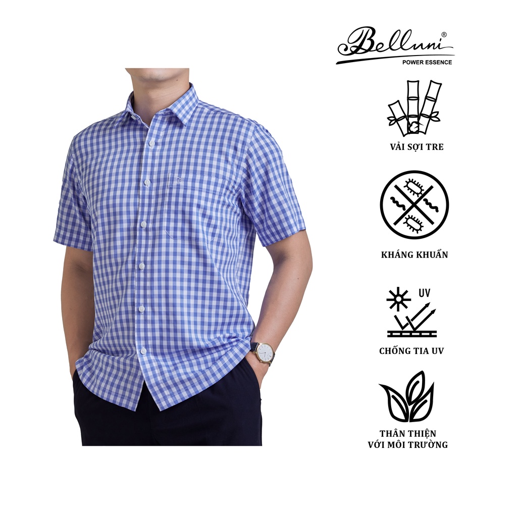 Áo sơ mi nam ngắn tay BELLUNI vải sợi tre chống nhăn thoáng khí - ABN.BP.BE.222.B5
