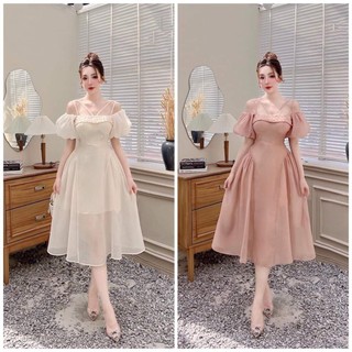 Đầm voan 2 dây trễ vai dự tiệc quyến rũ bigsize ( thời trang vickyy.g - anitagreen ) NQ1122
