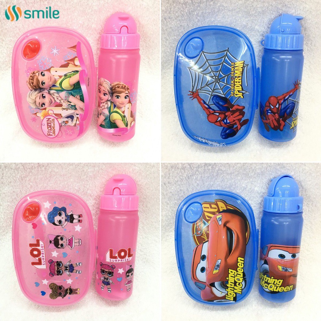 ღ Sinh Viên Bộ Hộp Đựng Cơm Trưa Với Bình Sữa Trẻ Em Nhân Vật Marvel Disney Hello Kitty Bộ Hộp Đựng Cơm Trưa Trẻ Em Hoạt Hình Đảm Bảo Chất Lượng hộp Cơm Nhựa 350/500Ml
