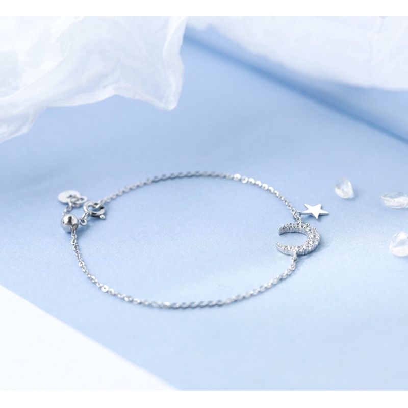 MANYUE Nữ Thời Trang Tinh Tế Vòng Tay Hình Mặt Trăng Và Ngôi Sao Đính Đá Xinh Xắn