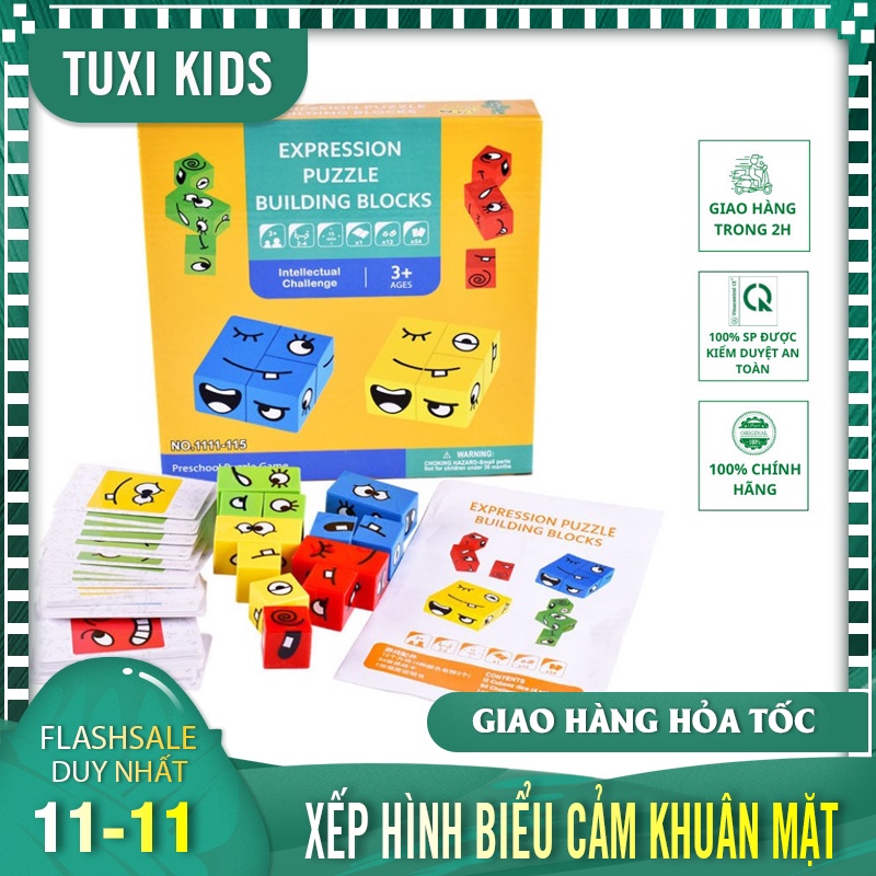 Bộ đồ chơi 3D xếp hình thay đổi biểu cảm khuôn mặt theo thẻ-64 thẻ Boardgame thử thách