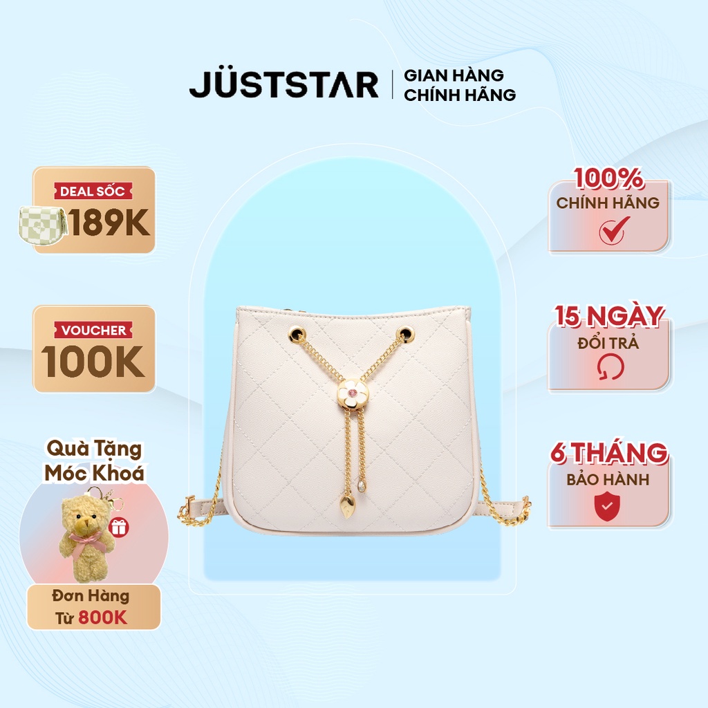 Túi Xách Bucket Nữ Đeo Vai (Trắng Kem) JUST STAR DU172479-48 - Kiểu Dáng Công Sở, Thời Trang Da PU Cao Cấp Cực Đẹp