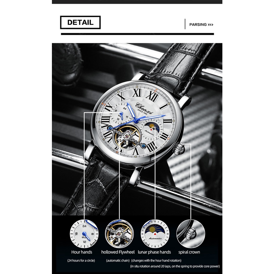 Đồng Hồ Cơ Tự Động tourbillon Chống Thấm Nước Thời Trang Cho Nam 2023