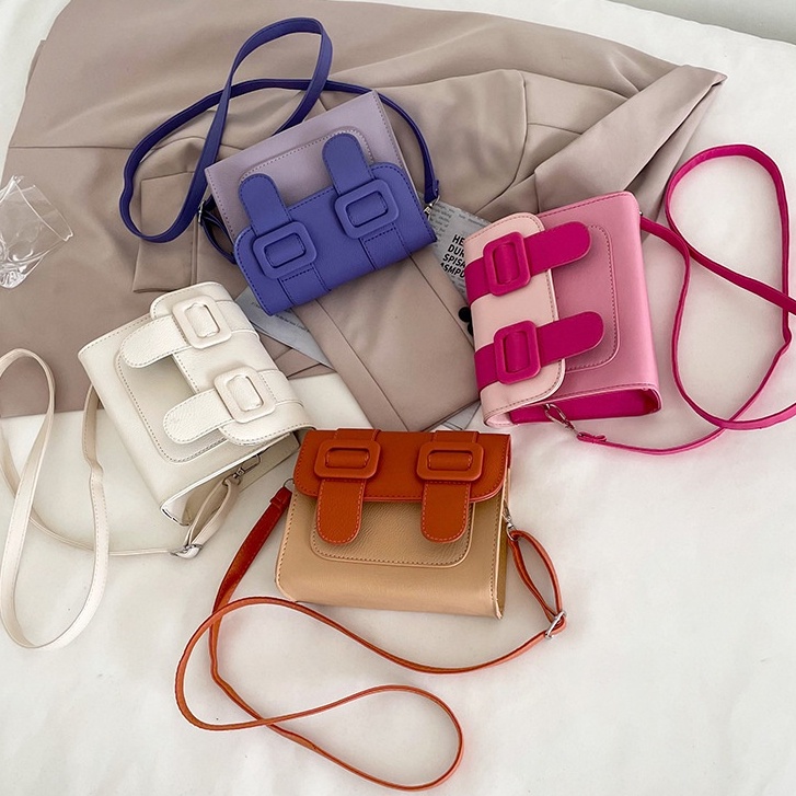 Túi Đeo Chéo mini Hình Vuông Màu Sắc Dễ Thương Phong Cách Hàn Quốc Thời Trang Cho Nữ