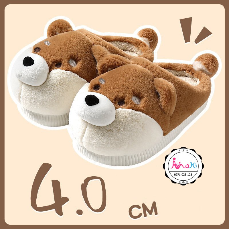 Dép Bông Đi Trong Nhà Hình Chó Cún Dễ Thương Mokimart, Dép Mang Trong Nhà Hình Thú Kute Đẹp Êm Nam Nữ
