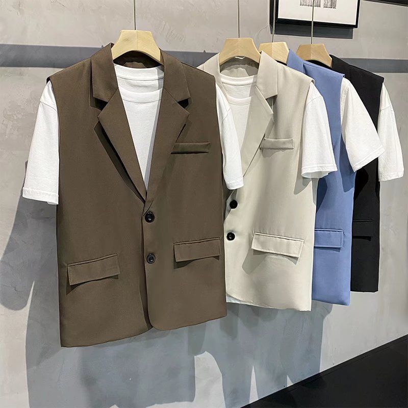 Áo blazer nam hàn quốc vintage unisex bigsize áo khoác  Áo Khoác vest Không Tay Phong Cách Hàn Quốc Cho Nam