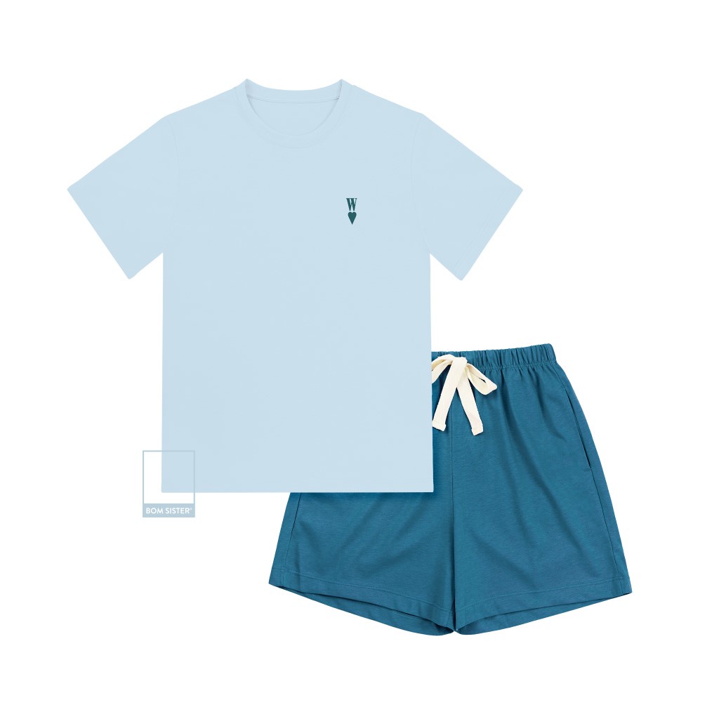 Set đồ ngủ thun áo ngắn tay quần đùi màu trơn BOM SISTER DN6080