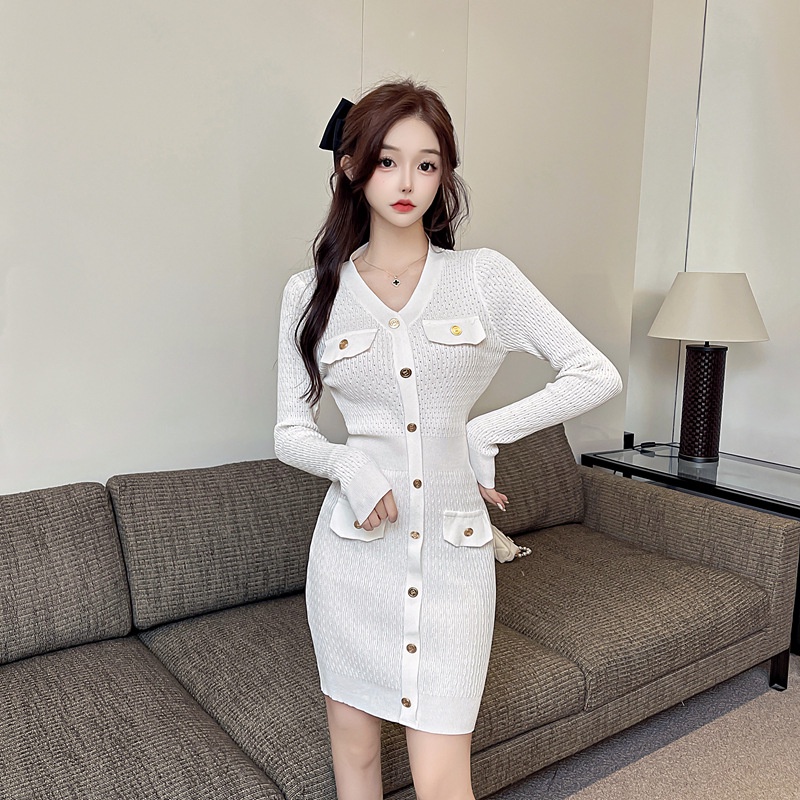 Đầm Dệt Kim Cổ Chữ V Dáng Ôm Thời Trang Dành Cho Nữ