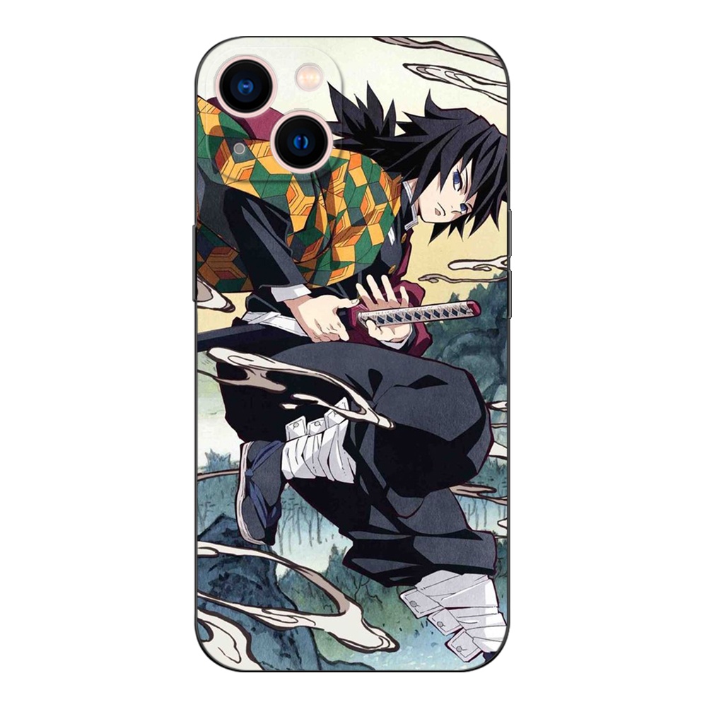 Ốp Điện Thoại tpu Dẻo Viền Đen Họa Tiết Hoạt Hình Demon Slayer Tomioka Giyuu Cho iphone 5s 5 s SE 2020 2016 6s 6 s 7 8 plus