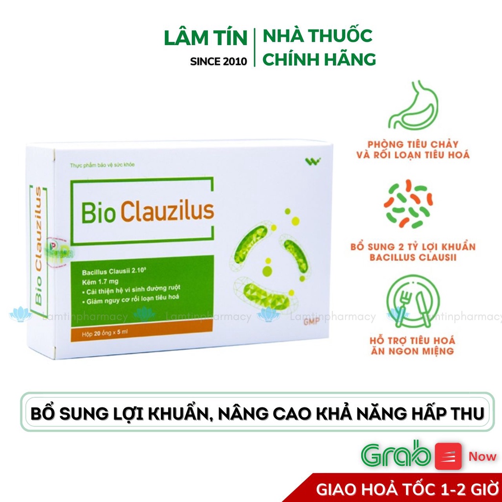 Men ống vi sinh Bio Clauzilus - Giảm nguy cơ rối loạn tiêu hóa, cải thiện đường ruột hộp 20 ống 5ml