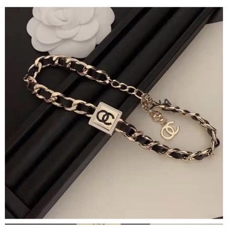 Vòng cổ dây xích kết hợp 2 màu đen logo thương hiệu CN