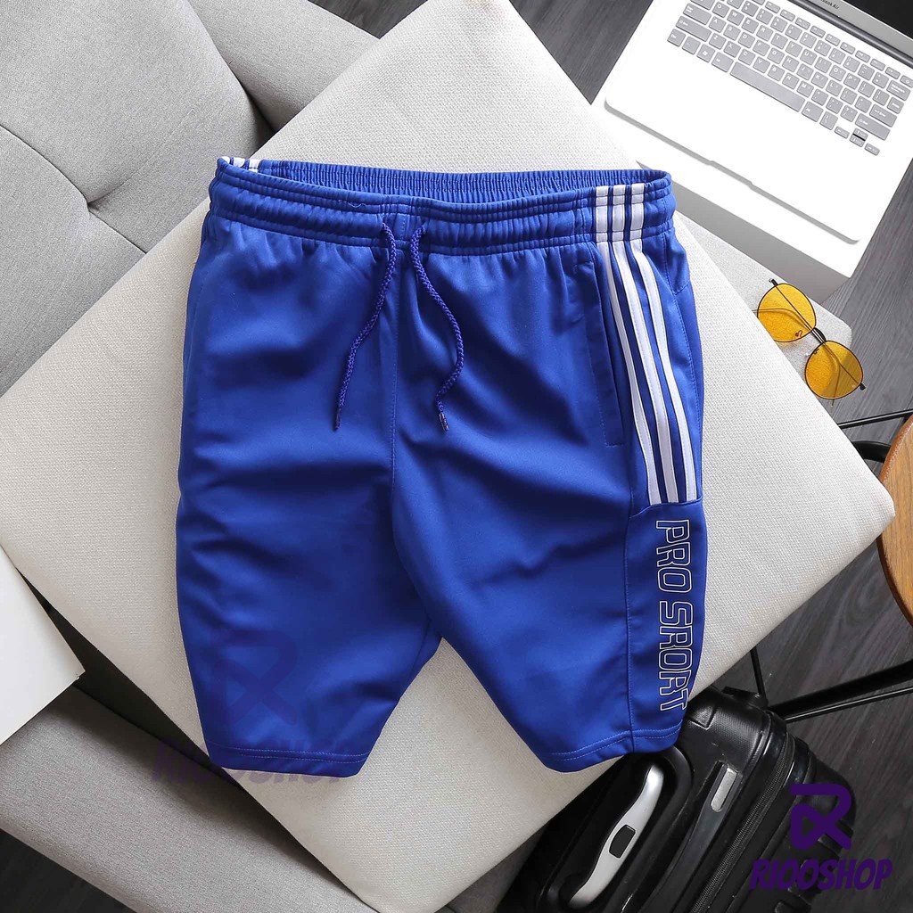 Quần thun nam thể thao thun lạnh 3 đường kẻ sport RPS065 - quần short thun nam Riooshop