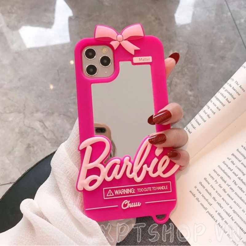 Ốp Điện Thoại Silicone Mặt Gương Kèm Quả Cầu Bông Cho iPhone 14ProMax 14Plus 13 12 11ProMax IX XR MAX 7 8Plus