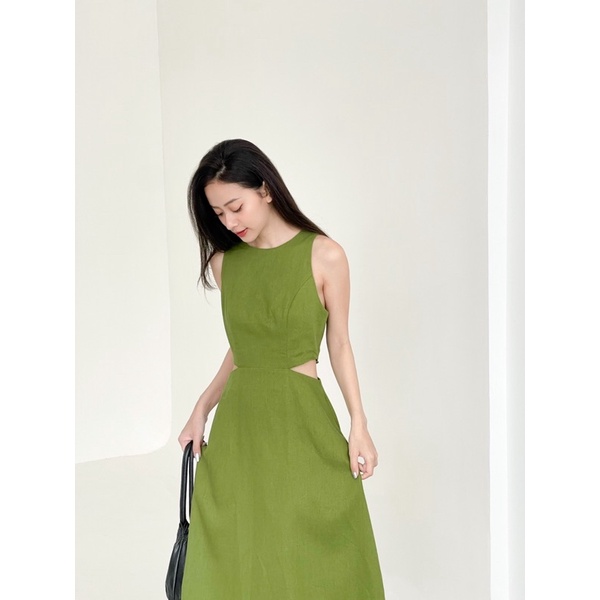 ĐẦM LINEN CUTOUT EO NƠ LƯNG