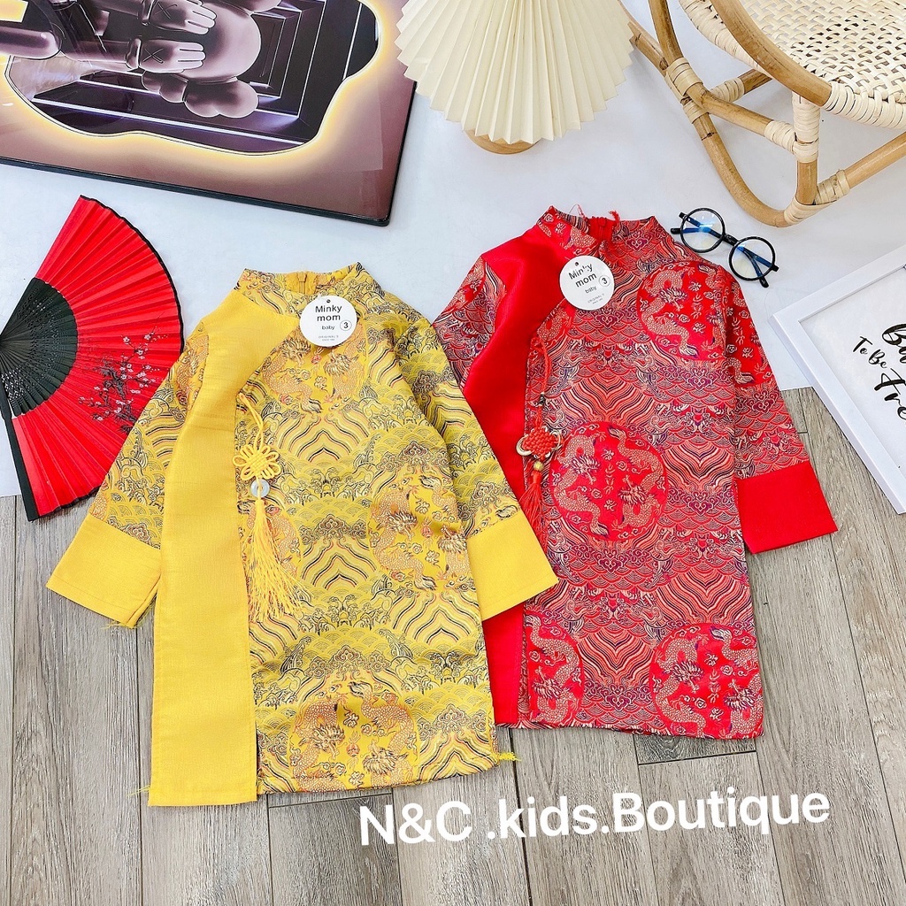 Áo Dài Cách Tân Siêu Hot Cho Bé Trai Đón Tết Năm Nay. Họa Tiết Truyền Thống Cực Đẹp Và Cao Cấp.