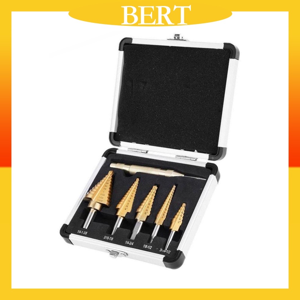 BERT 🇻🇳 ｜ Bộ mũi khoan bước 6 mảnh Bộ khoan thép tốc độ cao Bộ khoan bước Mũi khoan hạng nặng Chân tam giác titani-um Bộ mở lỗ khoan lỗ Bước khoan Mũi khoan