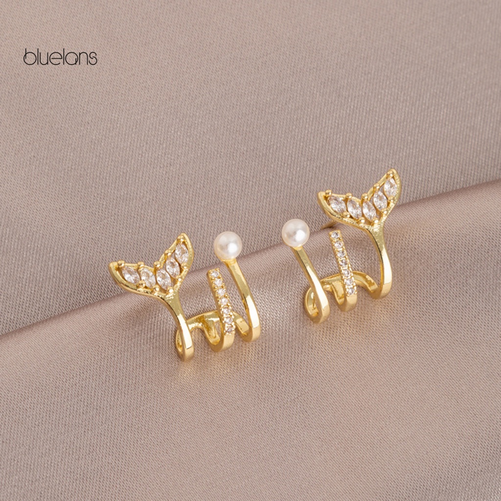 1 Cặp Khuyên Kẹp Vành Tai Đính Đá Zirconia Lấp Lánh Thời Trang