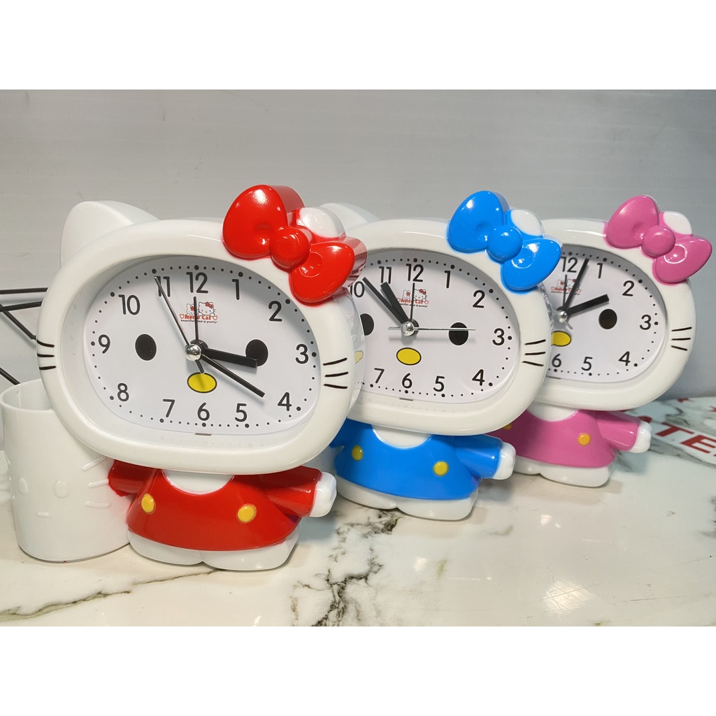 Đồng hồ báo thức kèm khay bút mèo Hello Kitty xinh xắn