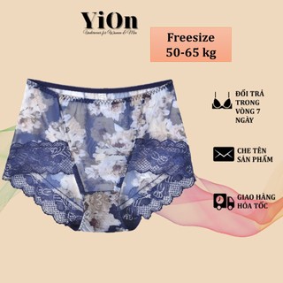 Quần lót ren hoa hồng to lưng cao mềm mịn cao cấp sang trọng YiOn Underwear QR12